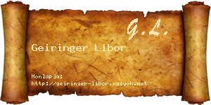 Geiringer Libor névjegykártya